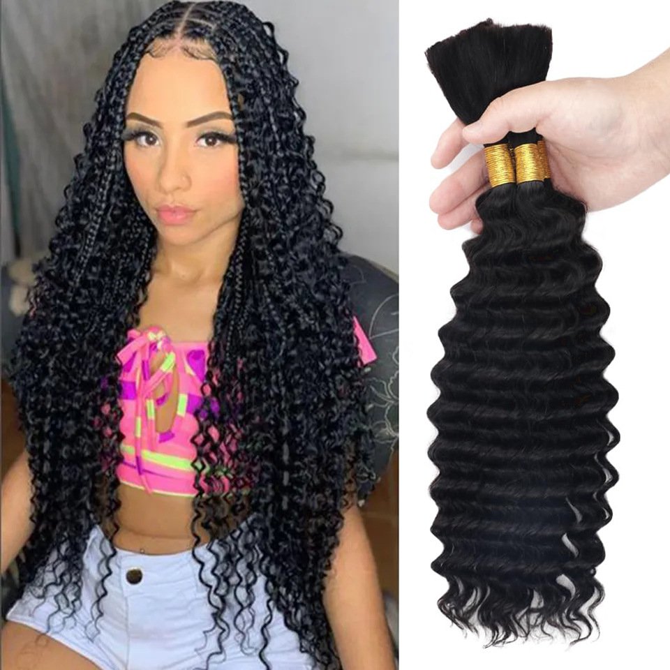 Cheap100% Natural Unweft Hair Bundle Unwefted Human hair Extensions for Braiding Unprocessed Wet and Wavy Bulk No Weft Hair Bulk