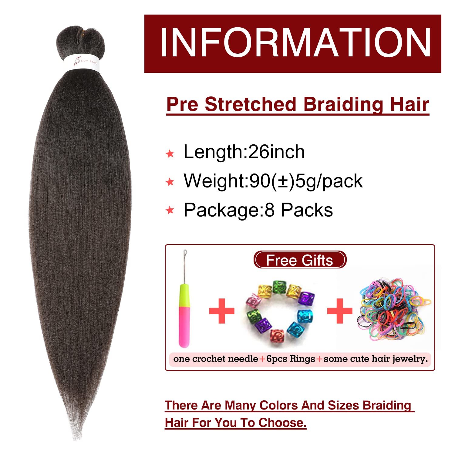 Wholesale Pre-stretched braid Kanekalon 26Inch Ombre Private Label Synthetic Yaki Ez Braid Bulk Expression Braiding Hair
