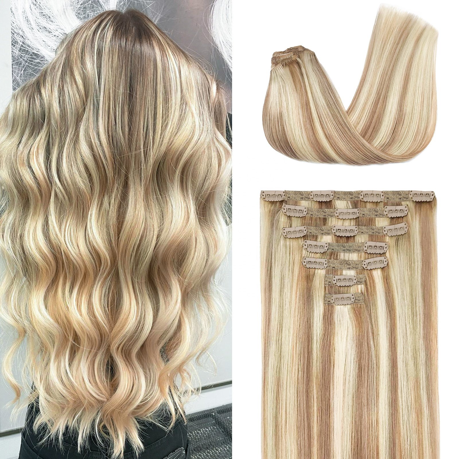 Full Head Real Human Hair Extension Clip in set 100% Remy Hair Wholesale Cheap Natural Raw Virgin Hair Clip ins Extensions