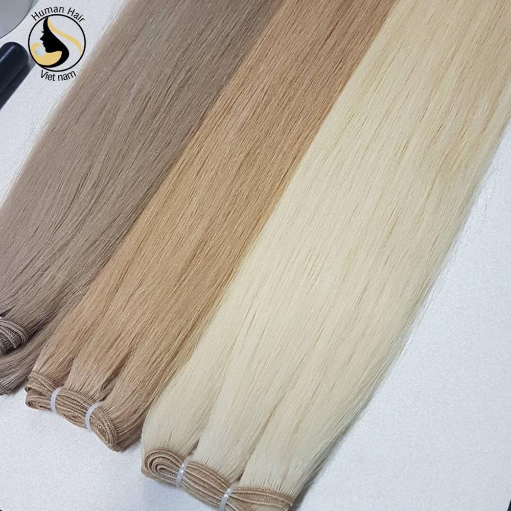 High Quality Natural straight double drawn blonde hair bundle hair weft human hair extensions