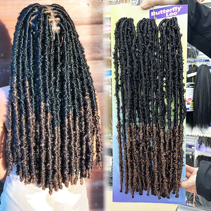 Vivian hair 14 Inch Butterfly Locs Crochet Hair Faux Locs Crochet Braids Hair Pre Looped Butterfly Locs