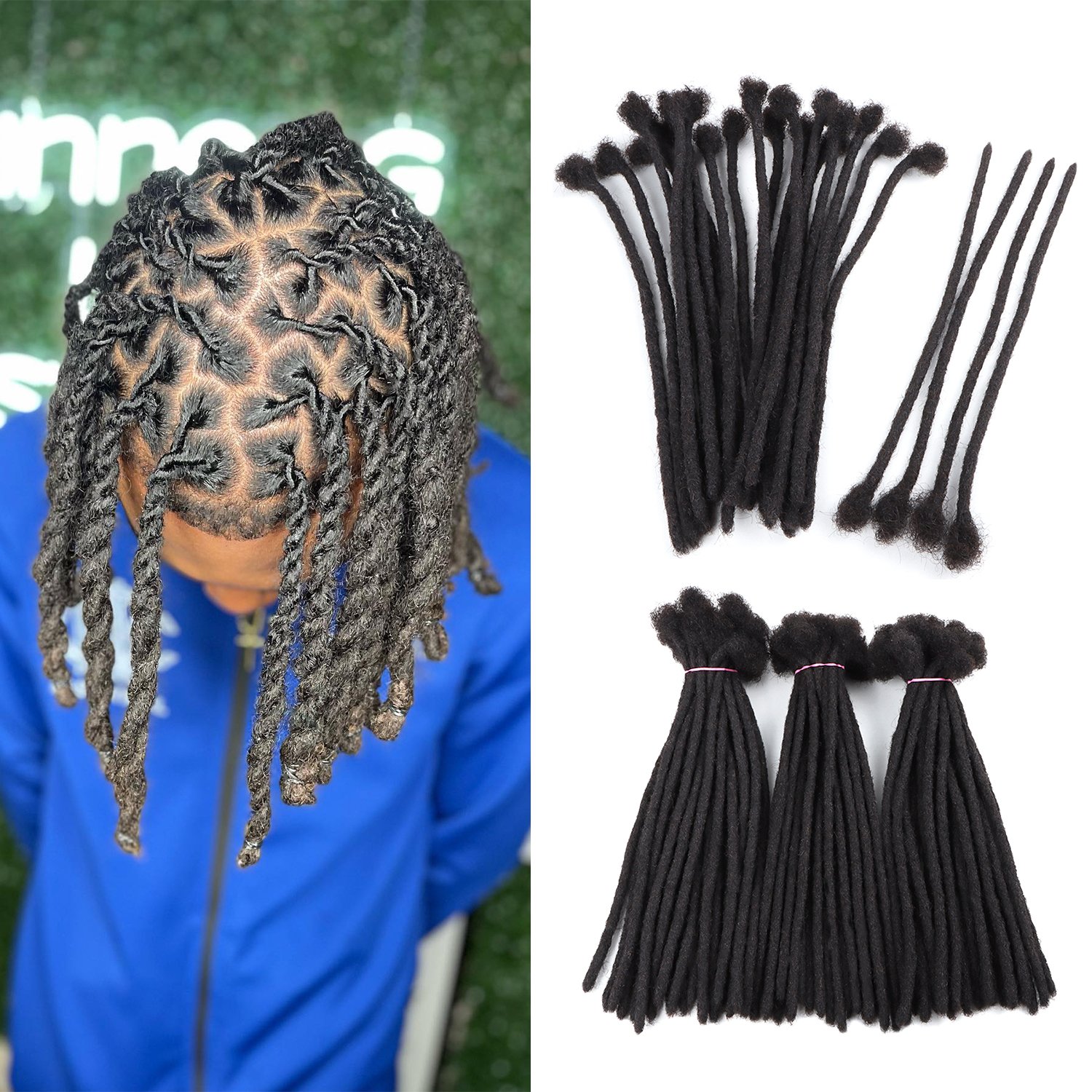 Orientdreads Small Size 0.6CM Handmade Crochet 100% Human Hair Dreadlocks Extensions Human Hair Locs Extensions 0.4cm