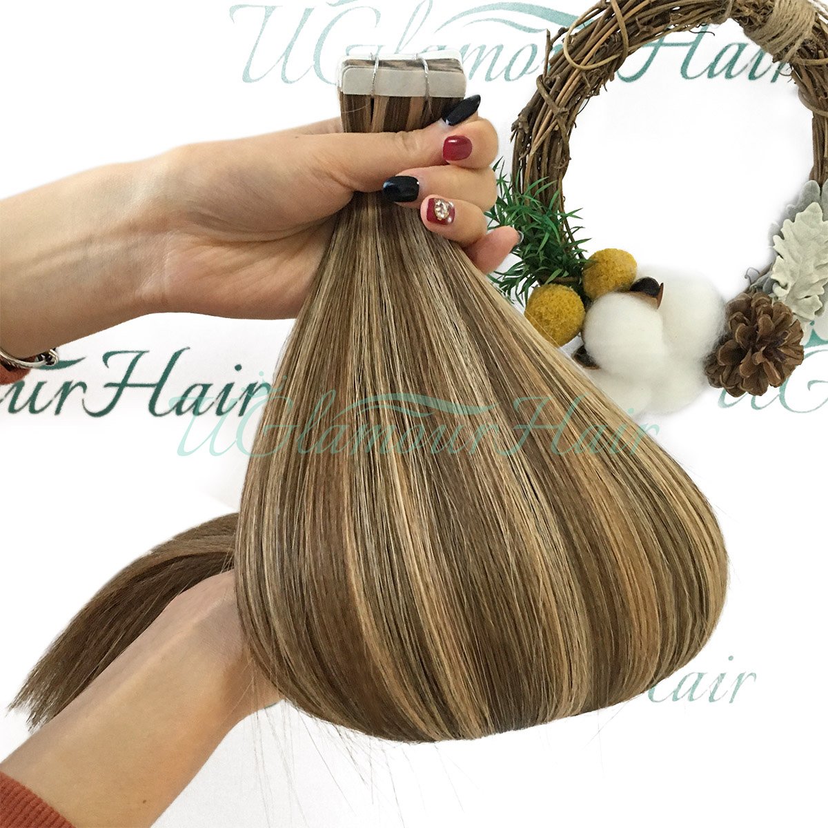 Wholesale 100% Virgin Double Drawn Straight Invisible Tape-in Hair Extensions Raw Human Hair Weft Wave Style