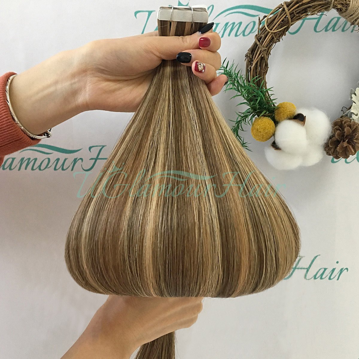 Wholesale 100% Virgin Double Drawn Straight Invisible Tape-in Hair Extensions Raw Human Hair Weft Wave Style