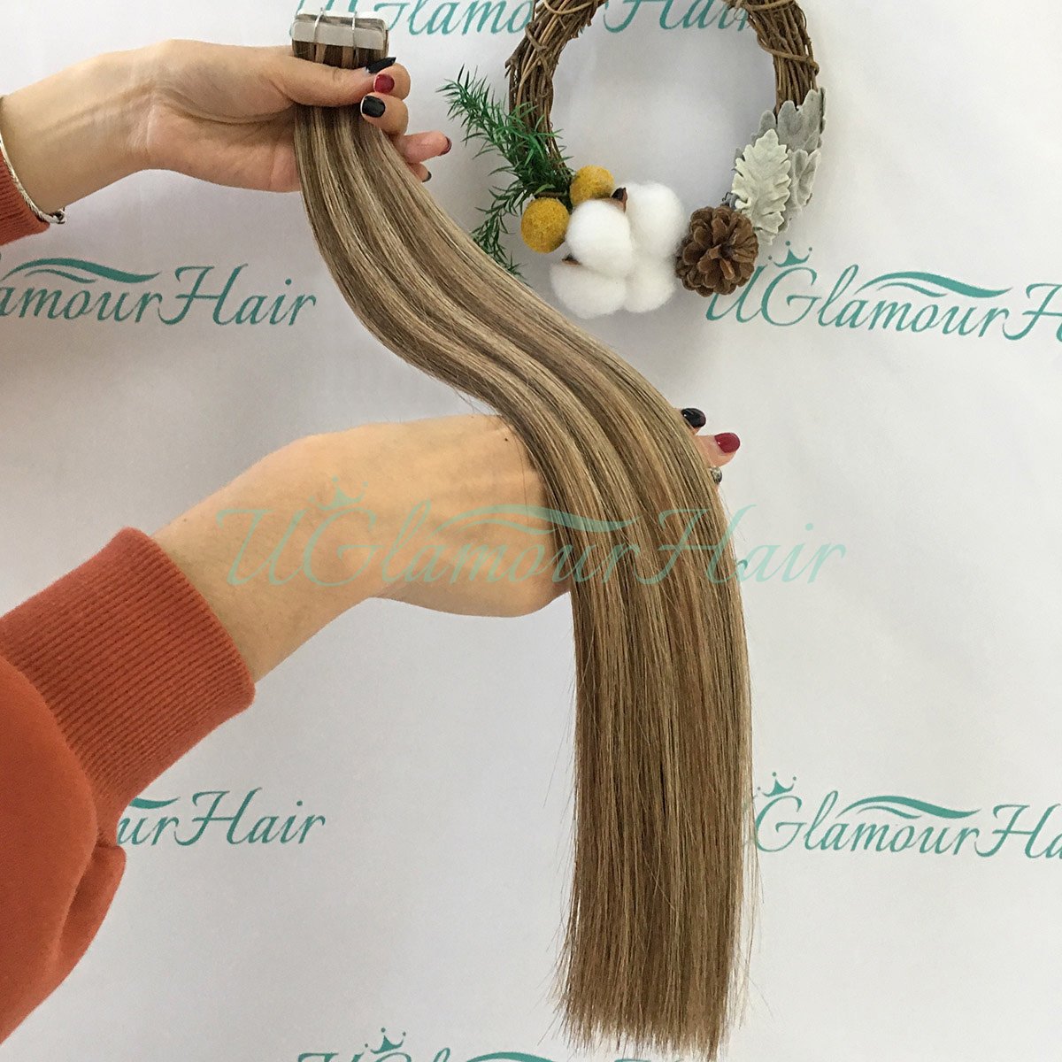Wholesale 100% Virgin Double Drawn Straight Invisible Tape-in Hair Extensions Raw Human Hair Weft Wave Style