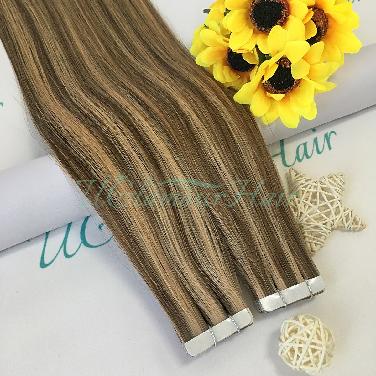 Wholesale 100% Virgin Double Drawn Straight Invisible Tape-in Hair Extensions Raw Human Hair Weft Wave Style