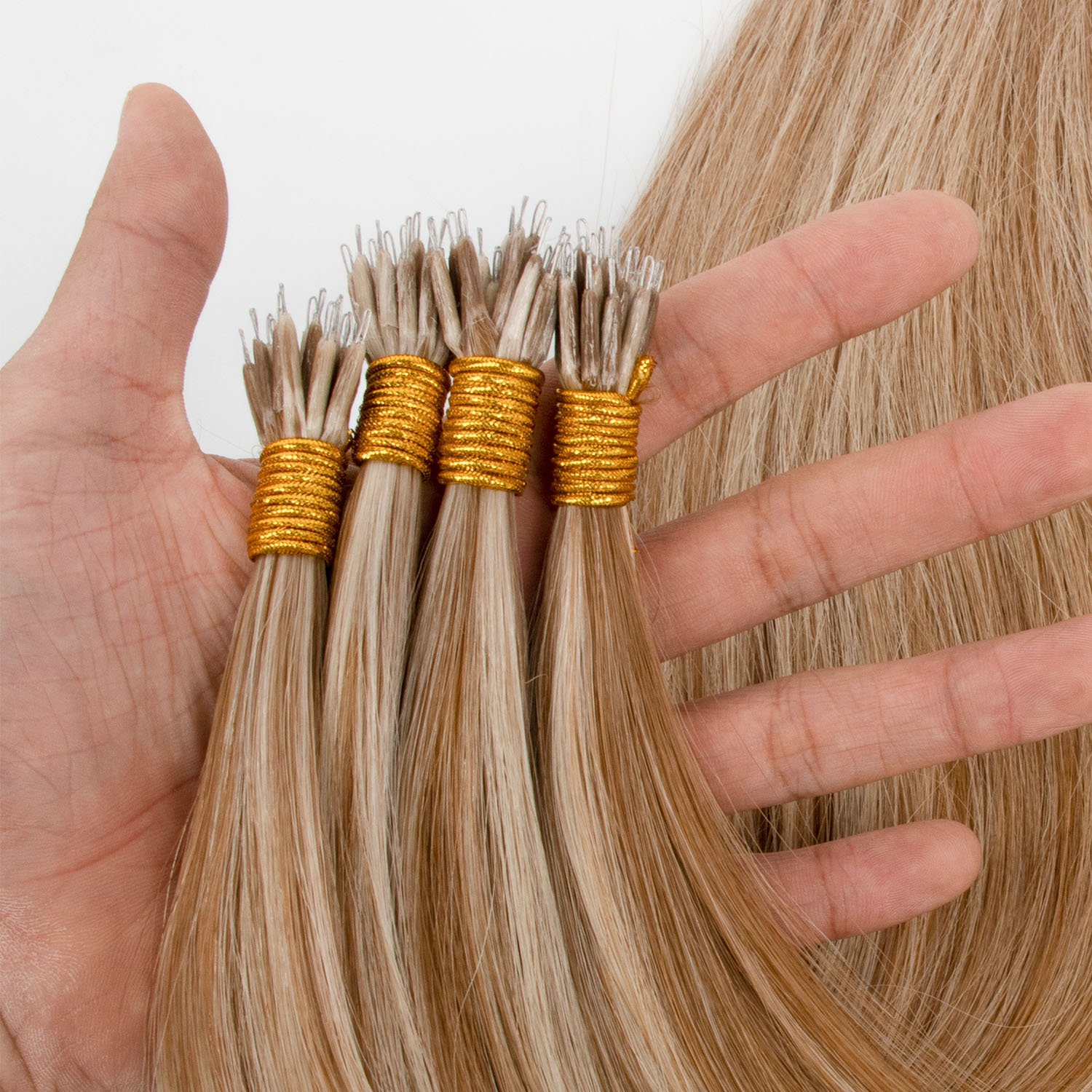 Russian Cuticle Keratin Pre Bonded Nano Tips Human Hair Extension Nano Ring Extensions