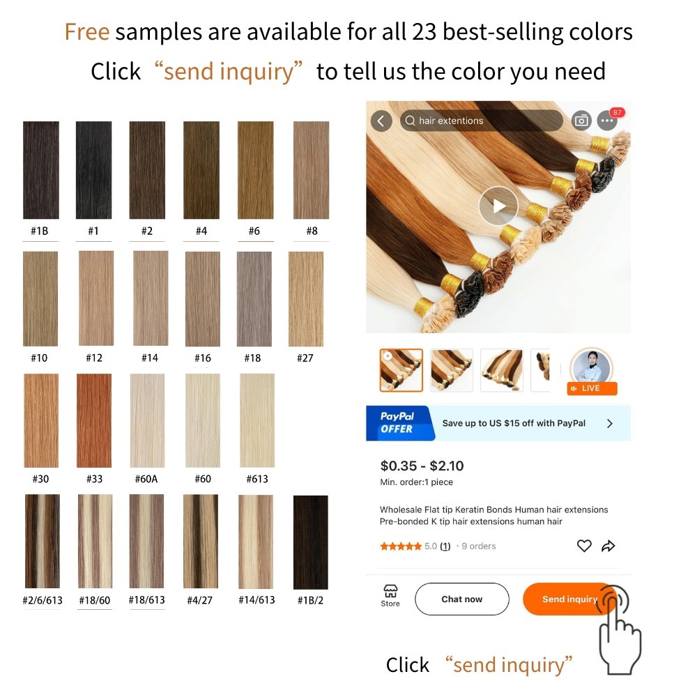 Russian Cuticle Keratin Pre Bonded Nano Tips Human Hair Extension Nano Ring Extensions