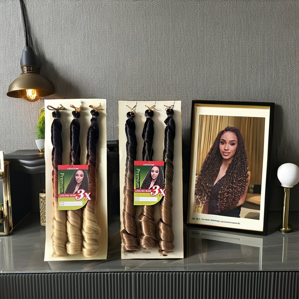 3X 1PACK wholesale Pre Stretched Knotless French Curls Bouncy Braiding Hair 24 Inch silky Spiral Curls Braid Hair Extensions