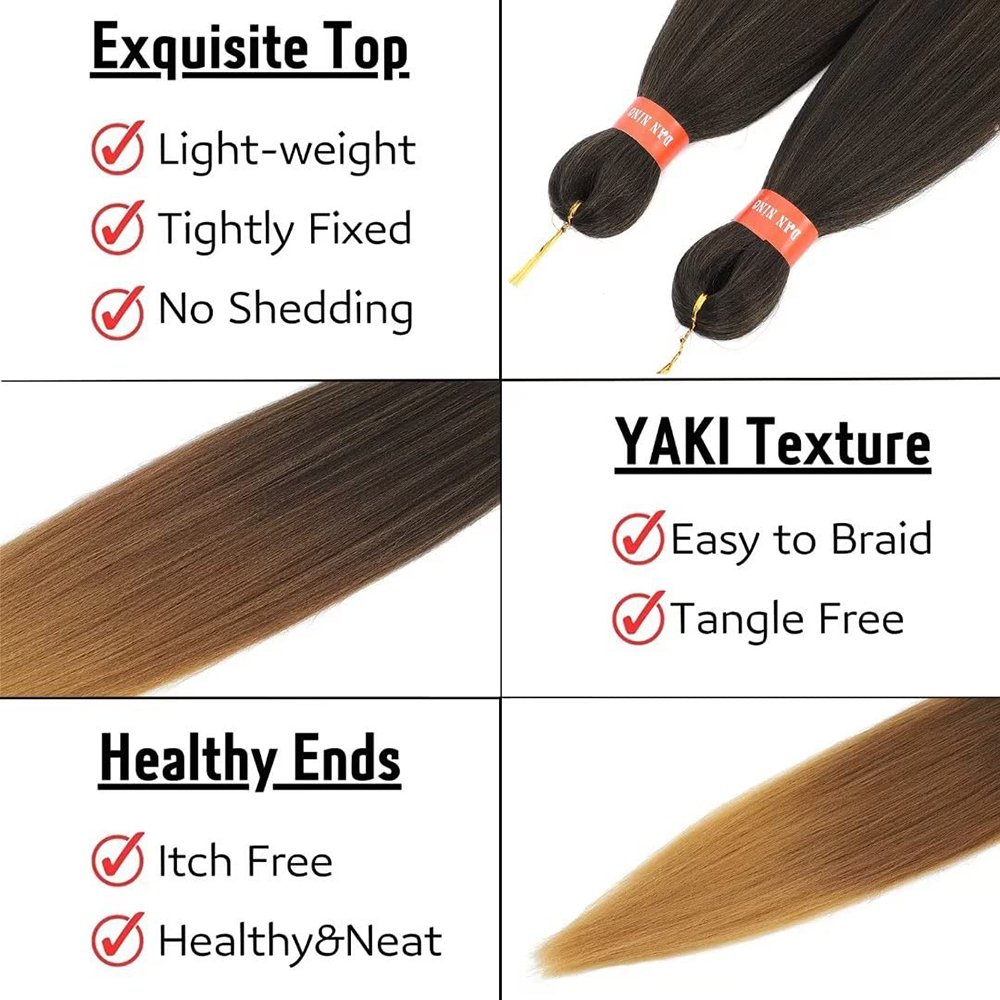 Synthetic Pre Stretch Easy Braid Fiber Crochet Twist Braids Yaki Texture Hair Extensions Stretched Ombre Braids