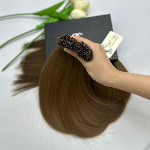 Wholesale 100% Natural Straight #20 Keratin Vietnamese Hair Extensions Hot Fashionable Flat Tip Sun Hair 30 Inch Bundle