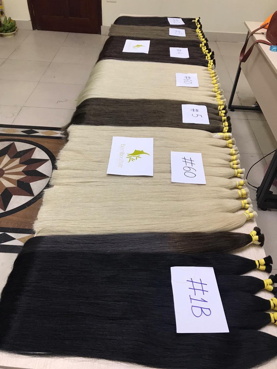 color #60 high quality natural bulk unprocessed virgin remy soft smooth blond straight vietnamese hairs - human hair extension