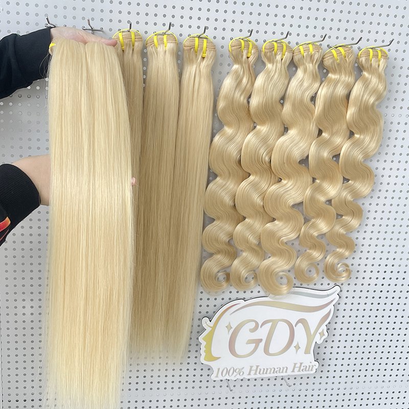 Russian Raw Wefted Human Hair Extensions 613 Blonde Bundles with Frontal Hair Weave Distributors