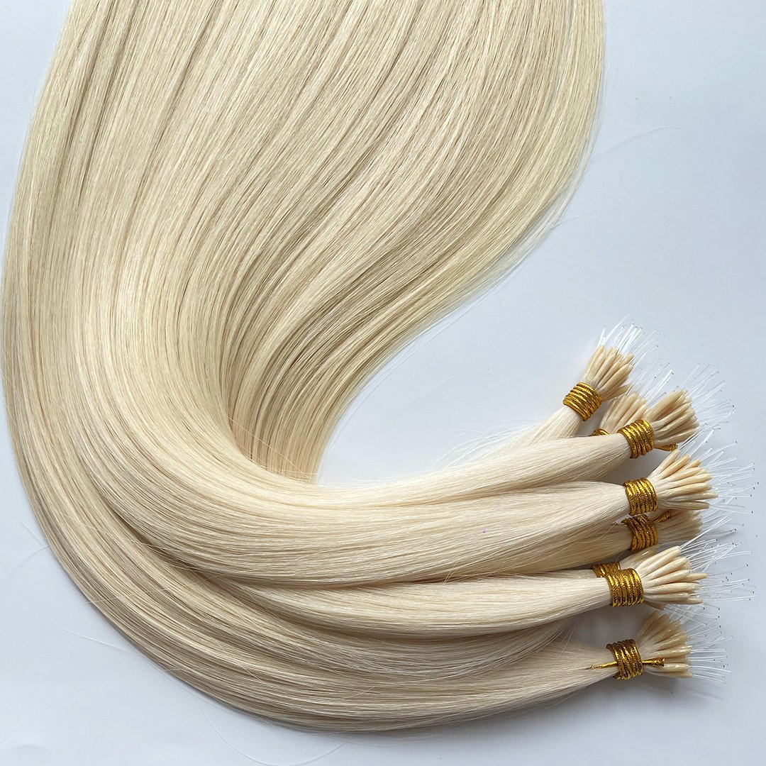 Double Drawn Factory Wholesale European Virgin Cuticle Hair Metal Nano Tip Hair Extension