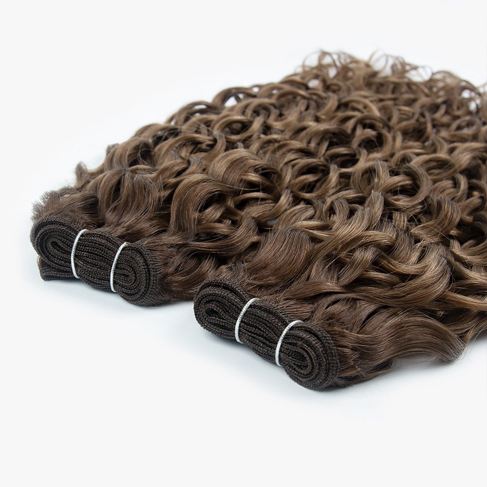 Salon quality cuticle aligned raw russian hair bundles one donor double drawn wavy machine double weft hair extensions
