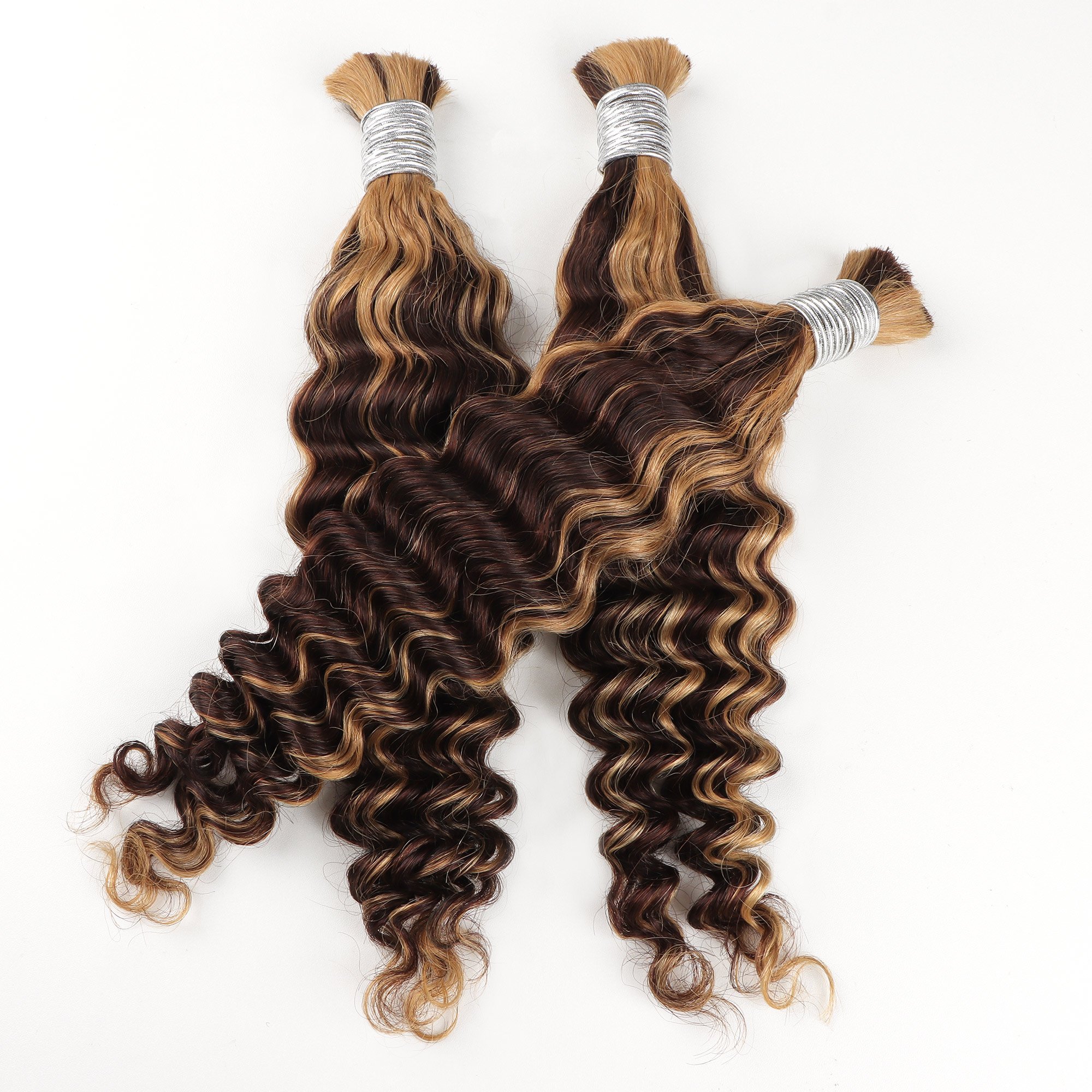 VAST Ombre Highlight Color #4/27 |Bulk Hair Deep Wave| Human Braiding Hair for Micro Braids