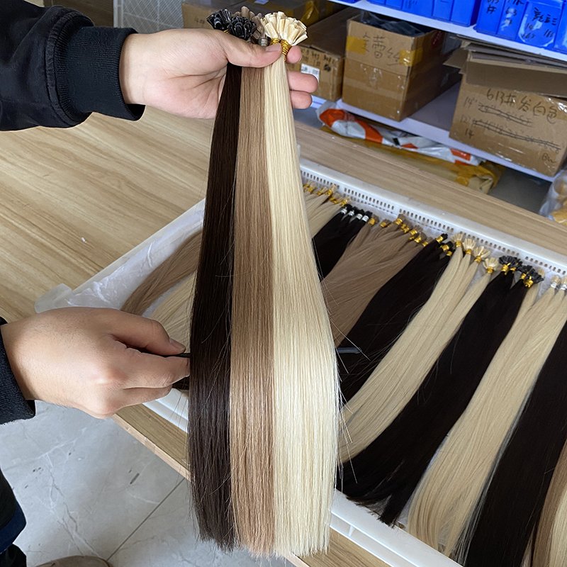 LeShineHair Wholesale 100% Human Hair Ponytail u Tip Hair Extension Nail Prebonded Hair