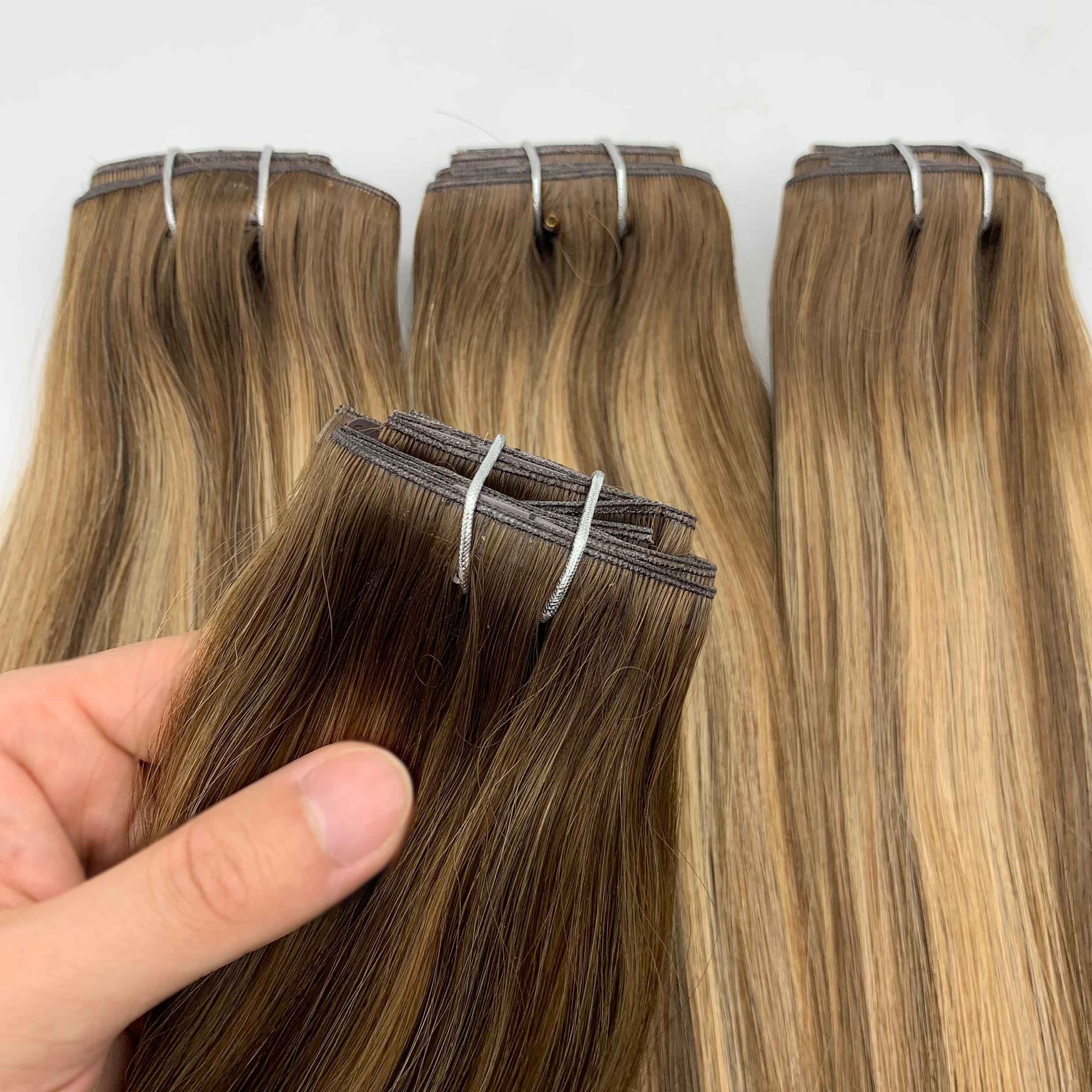 Fasimei Silky Straight Wave Human Hair Extensions Remy Clip-In Genius Weft Clip-On Hairpieces