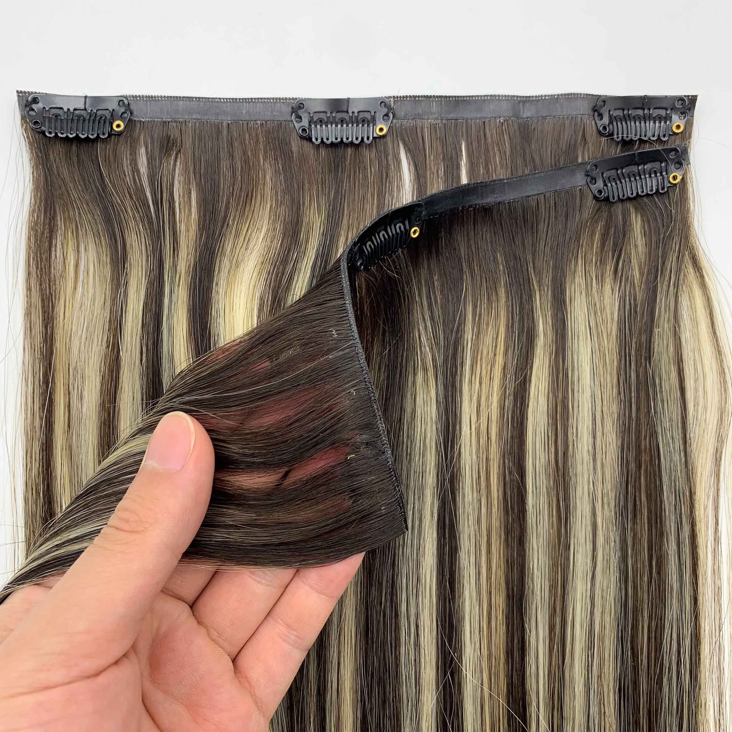 Fasimei Silky Straight Wave Human Hair Extensions Remy Clip-In Genius Weft Clip-On Hairpieces