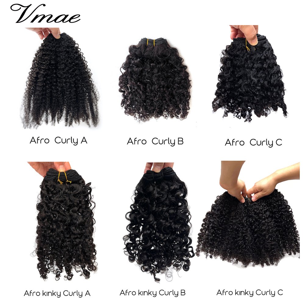 VMAE Mongolian Raw Cuticle Aligned Natural Human Hair Weaves Bundles Black Afro Kinky Burmese Curly Human Hair Extension