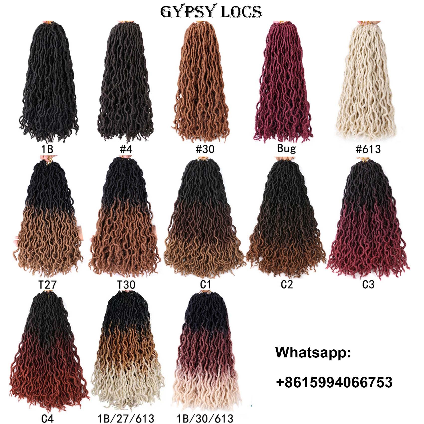 Straight Gpsy locs hair extension 18inch 24stranns synthetic ombre faux locs
