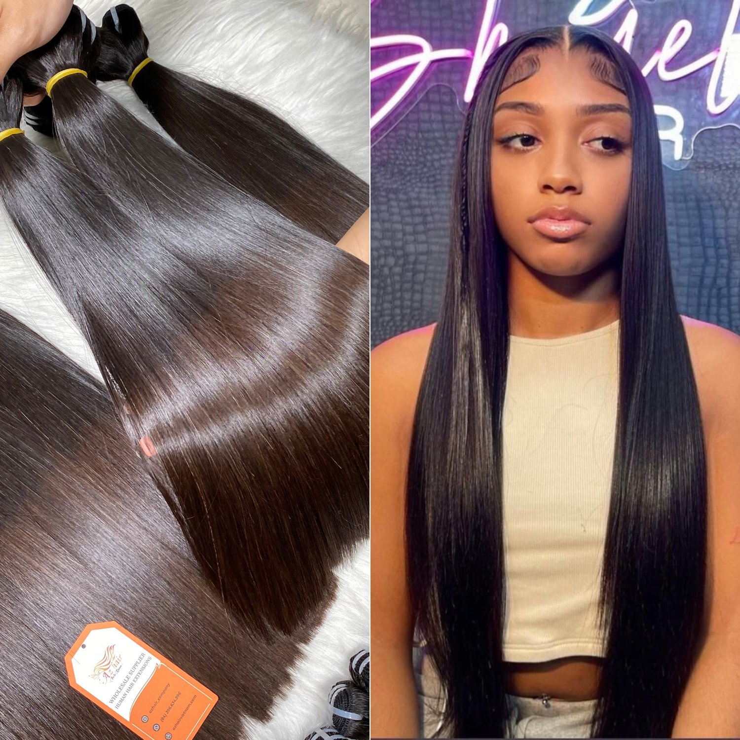 Best Quality Human Hair 100% Raw Pure Vietnamese, Best Bone Straight Bundle Super Shine And Silky Hair Extensions