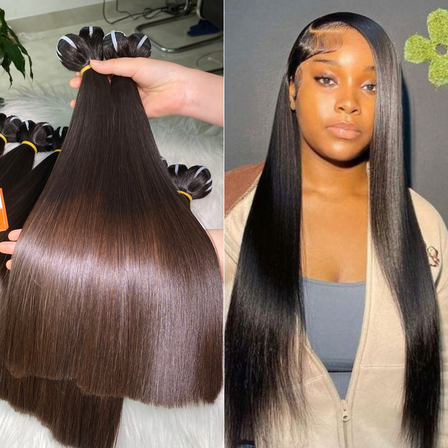 Best Quality Human Hair 100% Raw Pure Vietnamese, Best Bone Straight Bundle Super Shine And Silky Hair Extensions