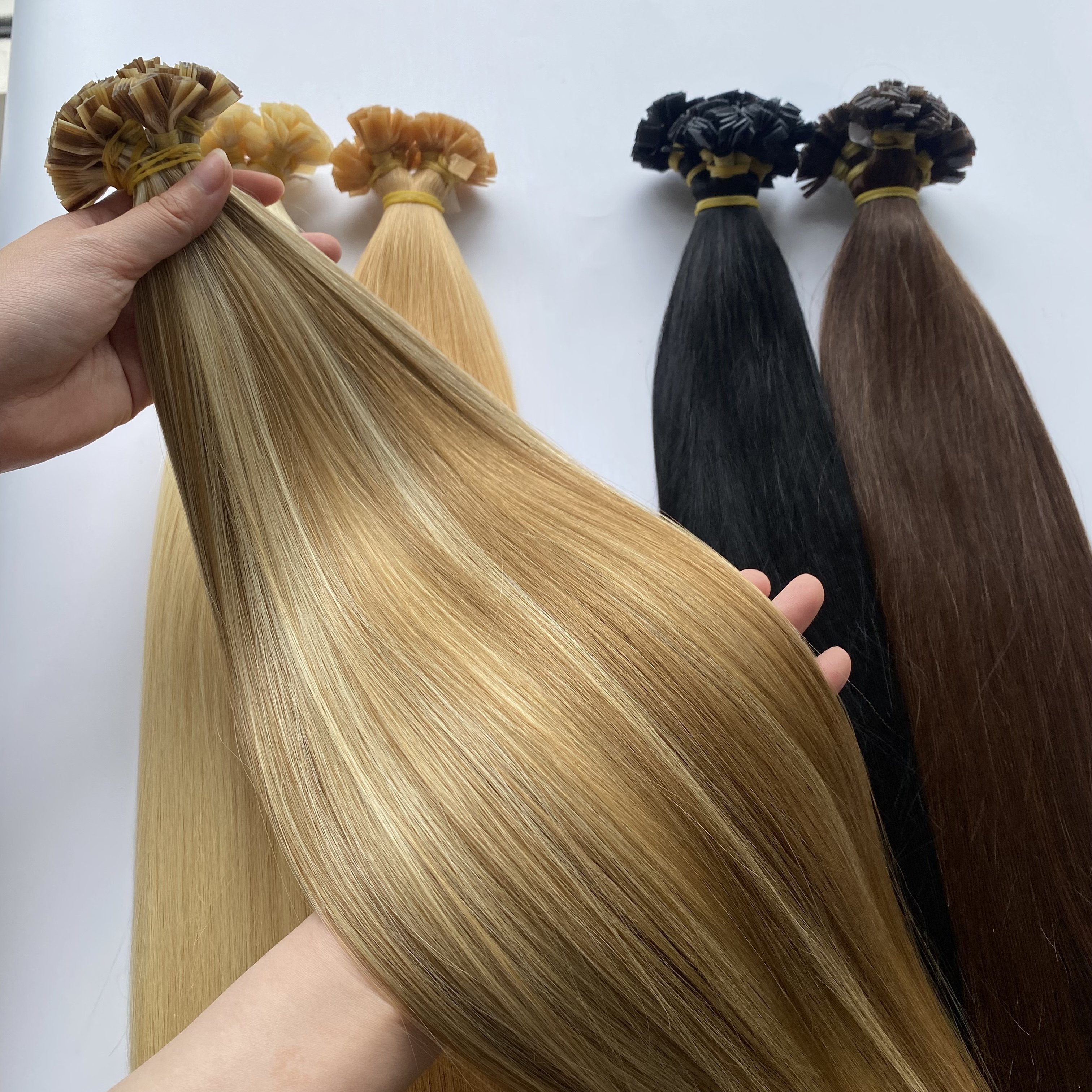 Soft and Silky Pre bonded Keratin Tip Double Drawn Human Hair Extension 8-34 inches High Quality For Sale