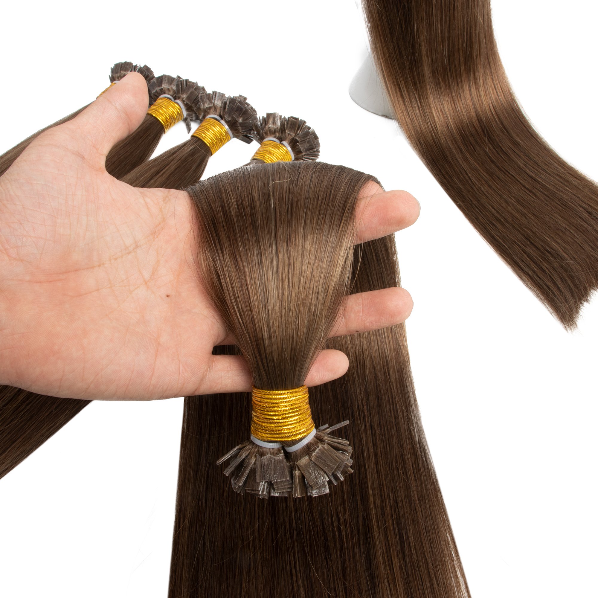 Fast delivery double drawn keratin extensions virgin Russian human hair dark brown pre-bonded keratin tip human hair extensions