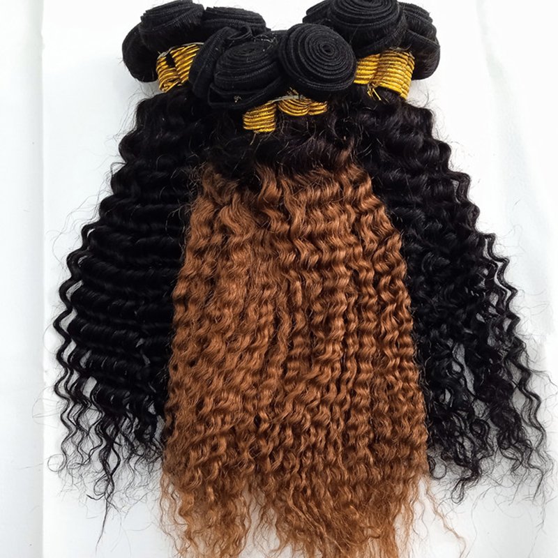 10A 12A Ombre Color Human Hair Extension Bundles, Brazilian Human Hair Bundles, Wholesale Deep Wave Virgin Hair Bundles