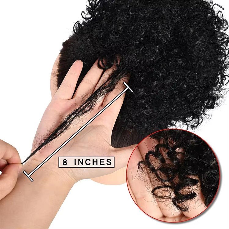 8-Inch Afro Puff Bun Curly Chignon Hairpiece Kinky Curly Ponytail Synthetic Hair Extensions Braiding Hair Clip