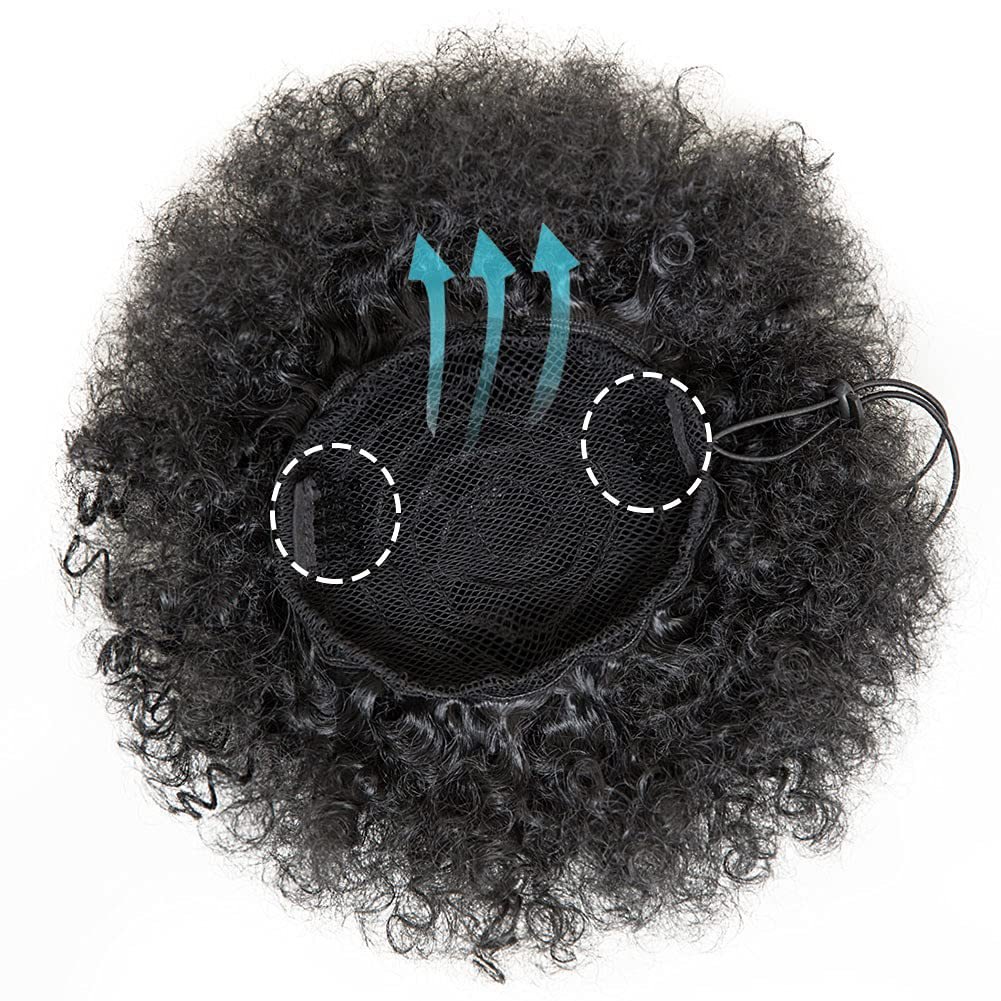 8-Inch Afro Puff Bun Curly Chignon Hairpiece Kinky Curly Ponytail Synthetic Hair Extensions Braiding Hair Clip