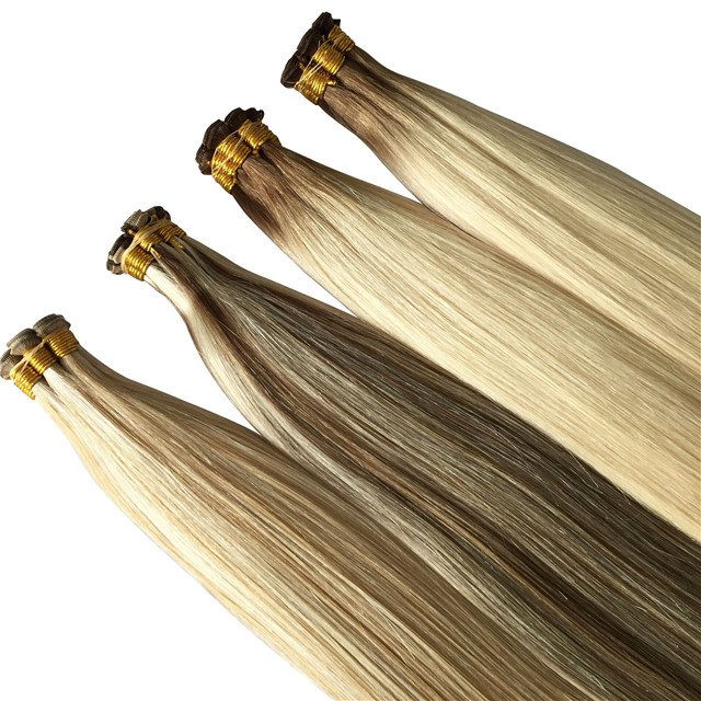 100% Russian Human Hair Extensions Weft Virgin Remy Hand Tied Weft Human Hair Extensions