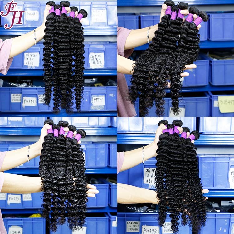 FH Human Hair Extension Cuticle Aligned Brazilian Exclusive Virgin Hair Wave Deep Curly Bundles Vendor Remy 100 Human Hair
