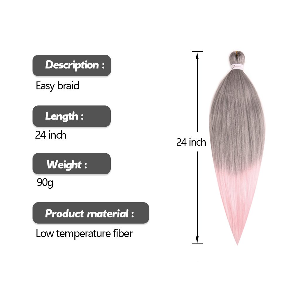 Shinein Bulk 24inch Easy Yaki Ombre Hair Braids Extension Hot Water Setting Pre Stretched Braiding Hair