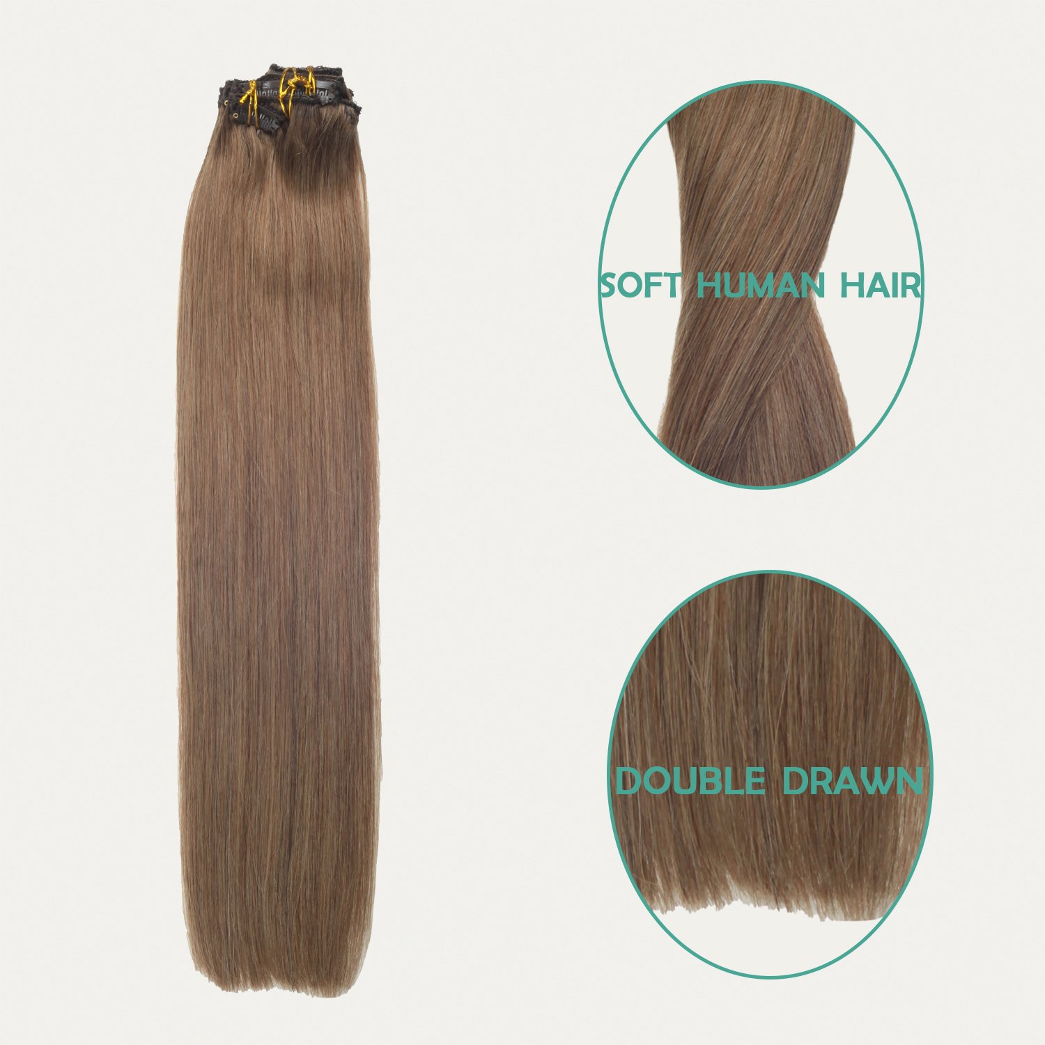 high quality double drawn remy clip in 100% human hair extensions