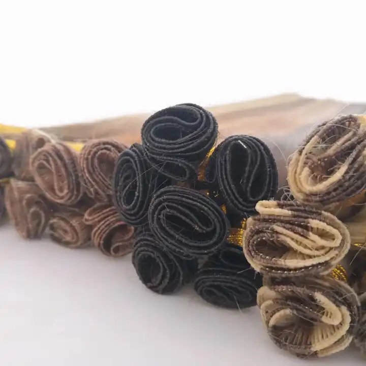 Invisible 100% Real Human Hair Extension Thick Ends New Handtied Genius Weft All Color Hand-tied Weft