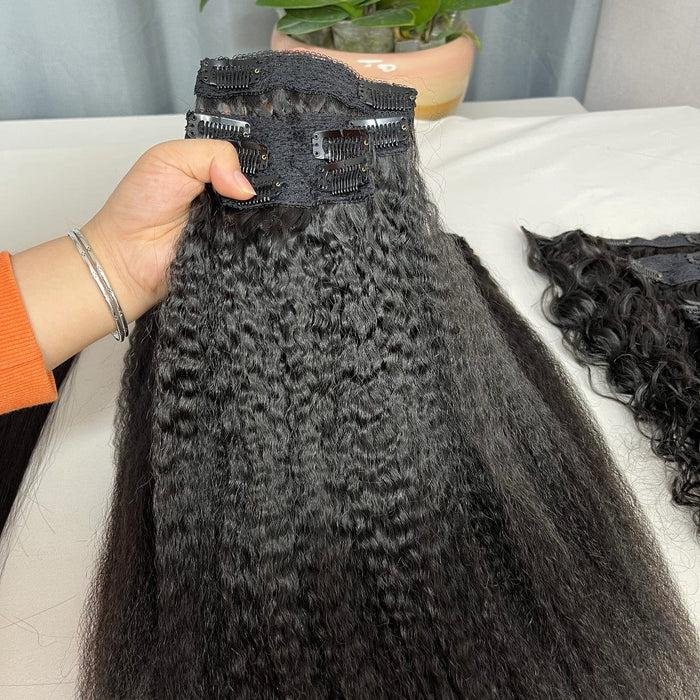 Top Quality Wholesale Price Double Drawn Raw Virgin Natural Remy Clip in 100% Human Hair Extensions with Cuticle