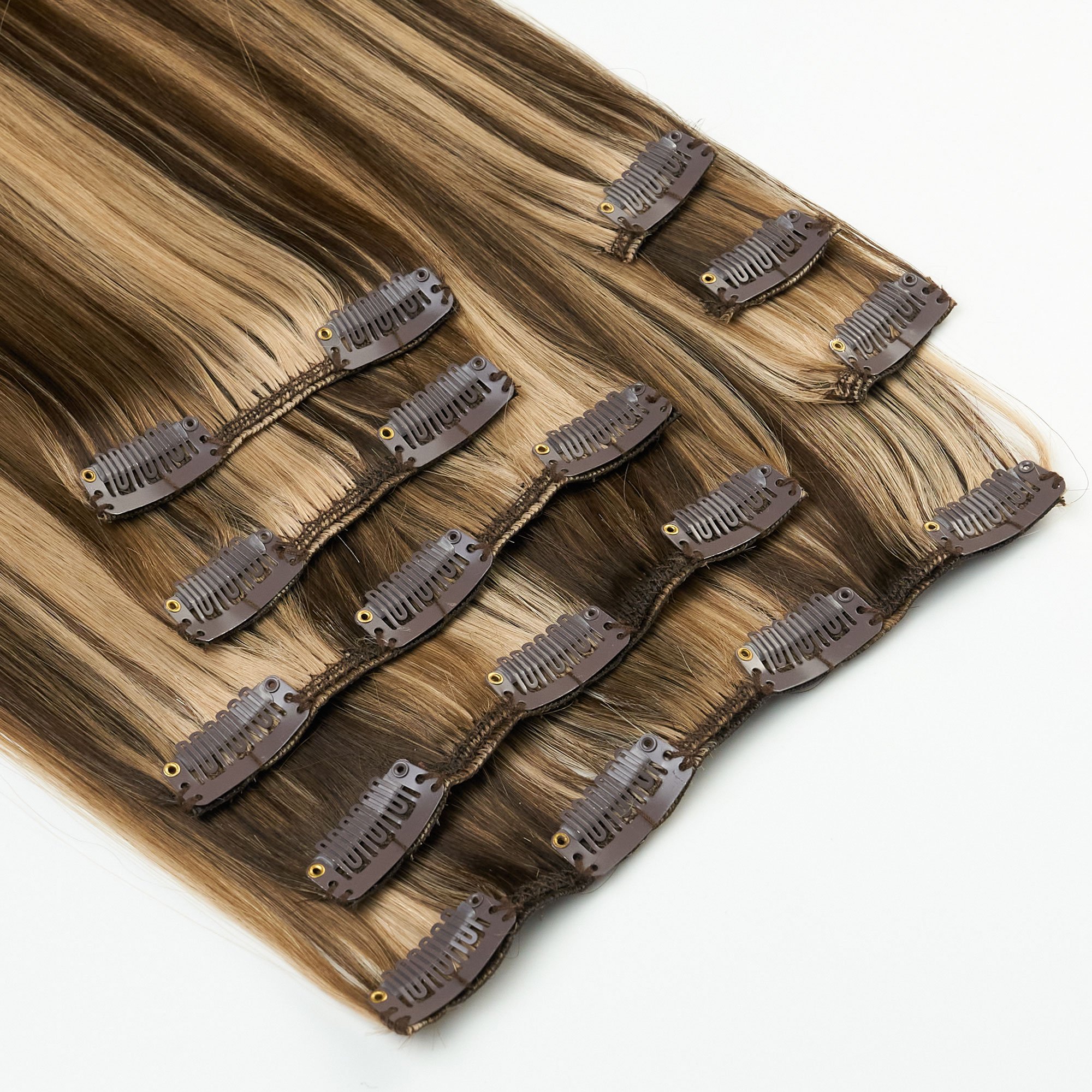 Antimi Customization Wholesale Virgin Human Hair 100% Unprocessed P4-27 Color Clip In Human Hair Extensions