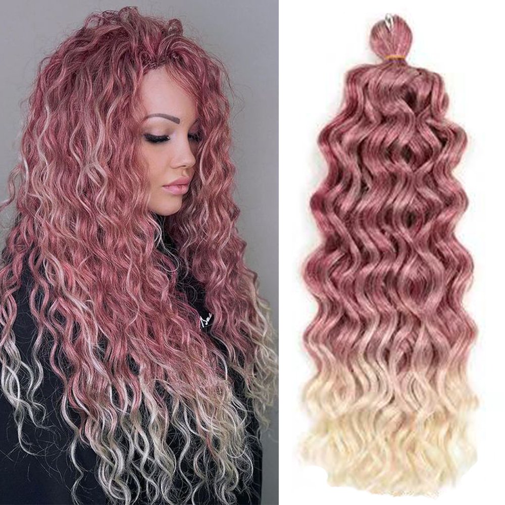 Hawaii Curl Synthetic Hair Extensions 18 24inch Braids Soft Afro Curls Crochet Hair Deep Wave Crochet ombre Braiding Ocean Wave