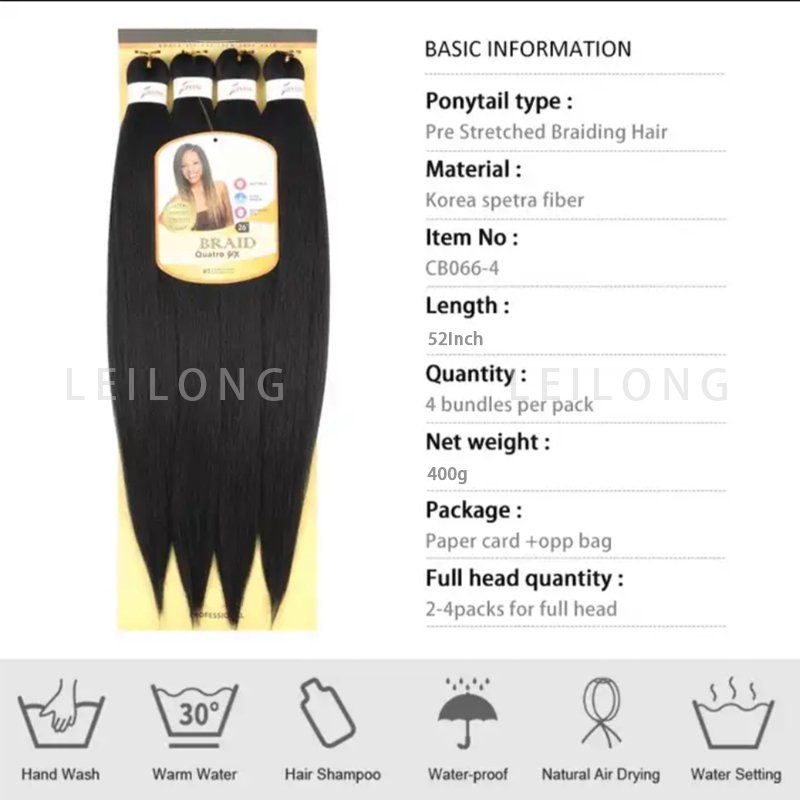 Wholesale Pre-Stretched Braid 4X braiding hair hot water setting Flame retardant 52inch 400g crochet hair ombre color for woman