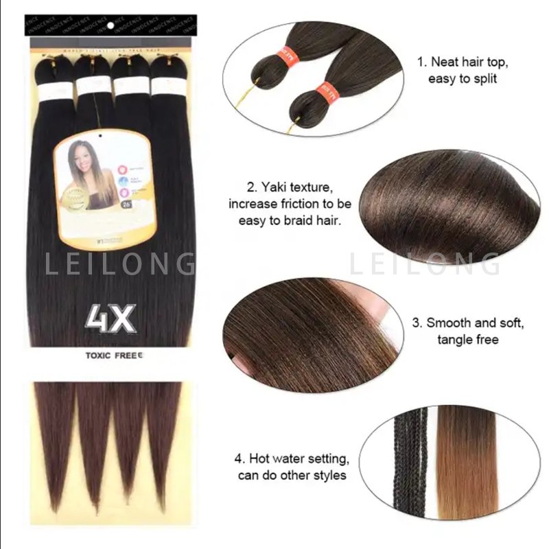Wholesale Pre-Stretched Braid 4X braiding hair hot water setting Flame retardant 52inch 400g crochet hair ombre color for woman
