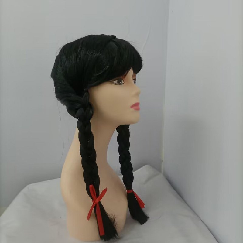 Adams family black braids Wednesday American Broadway musical cos wig