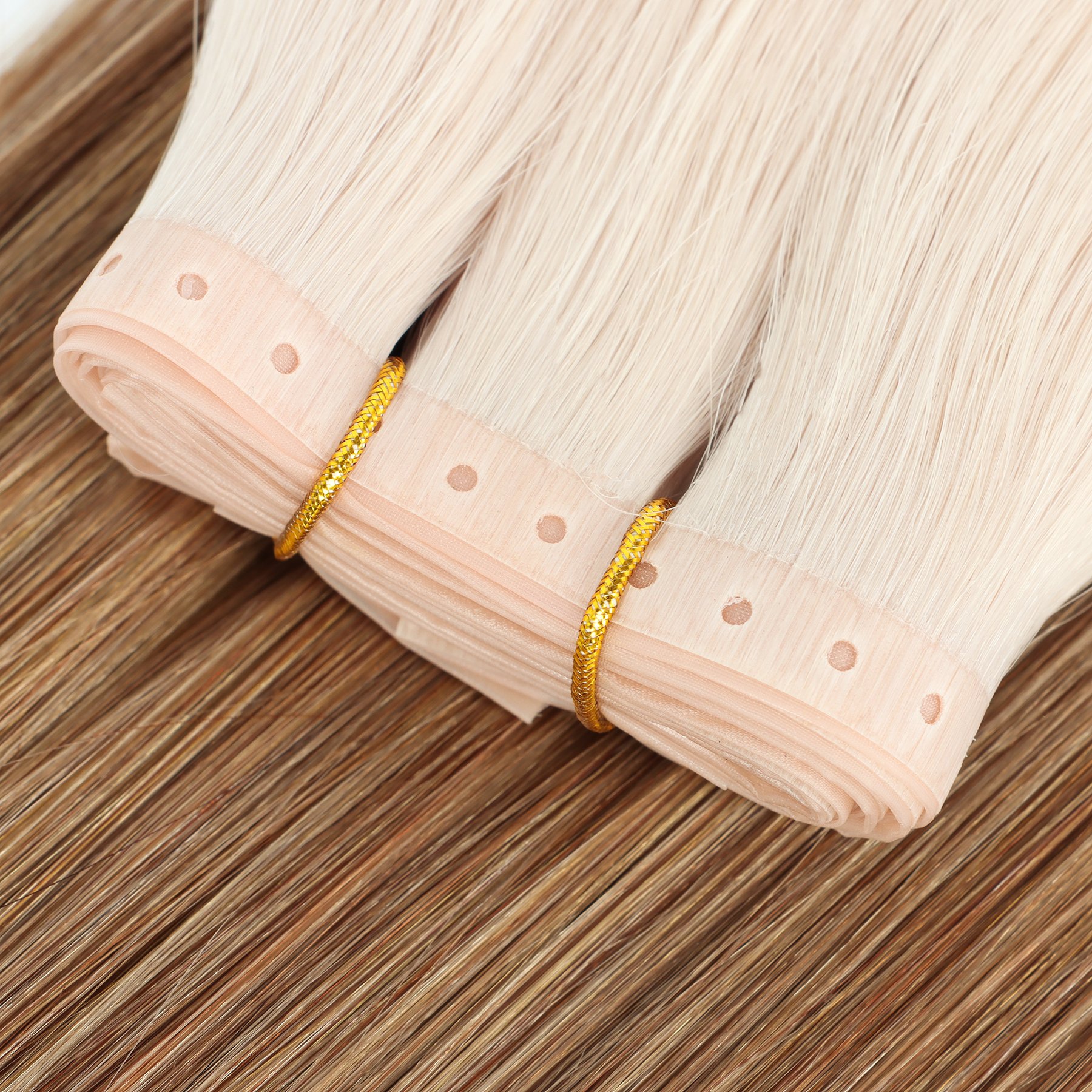 Factory Wholesale New Product Super Double Drawn 100% Russian Human Hair Extensions Invisible PU Hole Weft Hair Extensions