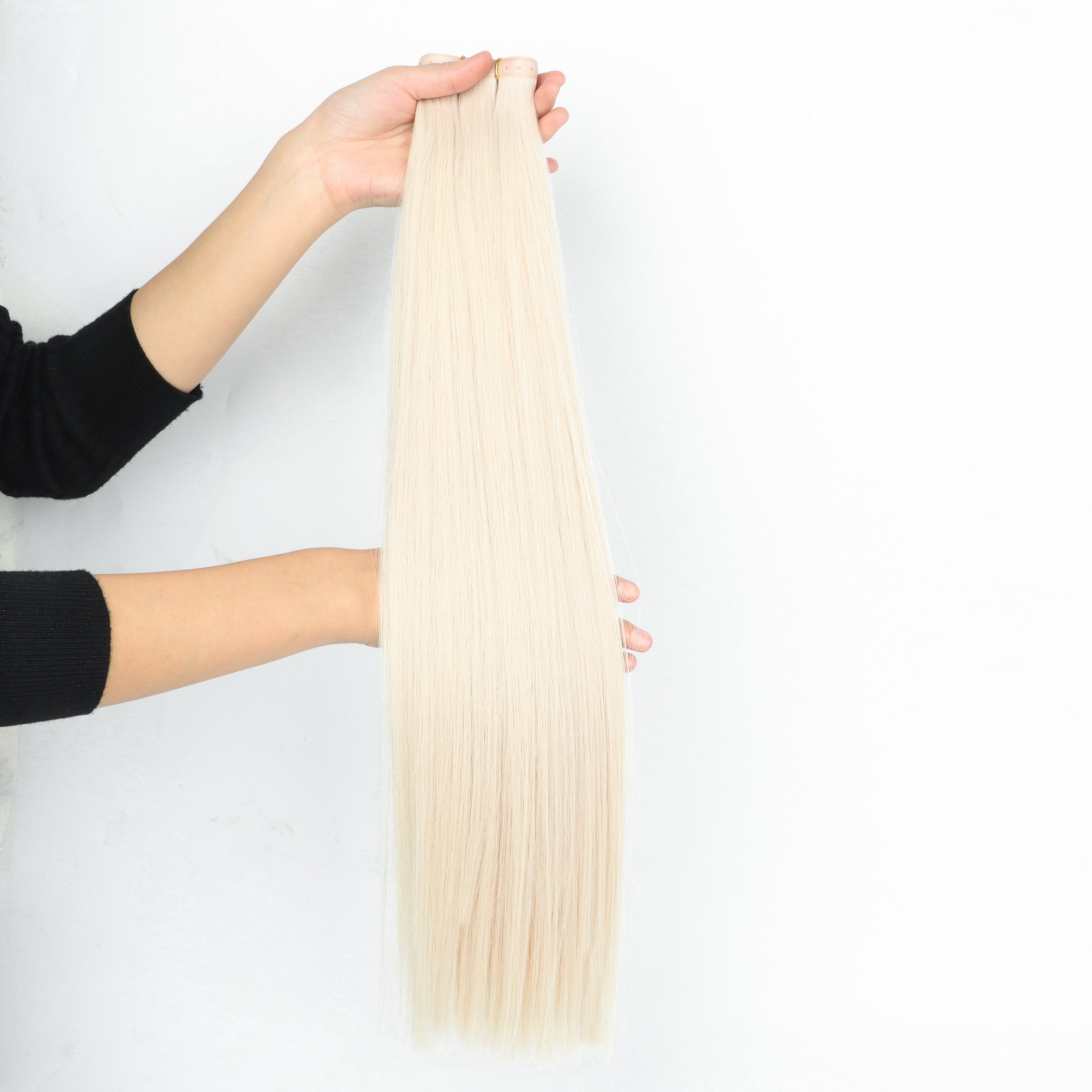 Factory Wholesale New Product Super Double Drawn 100% Russian Human Hair Extensions Invisible PU Hole Weft Hair Extensions