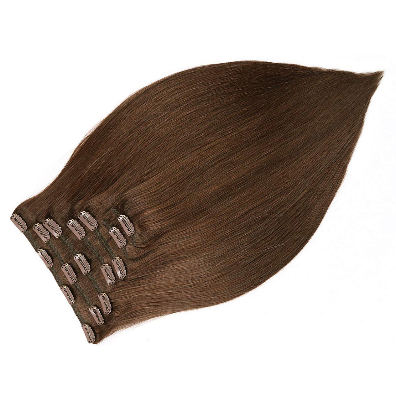 Russian Invisibility Clip Human Hair Injected PU Clip Ins Hair Extensions