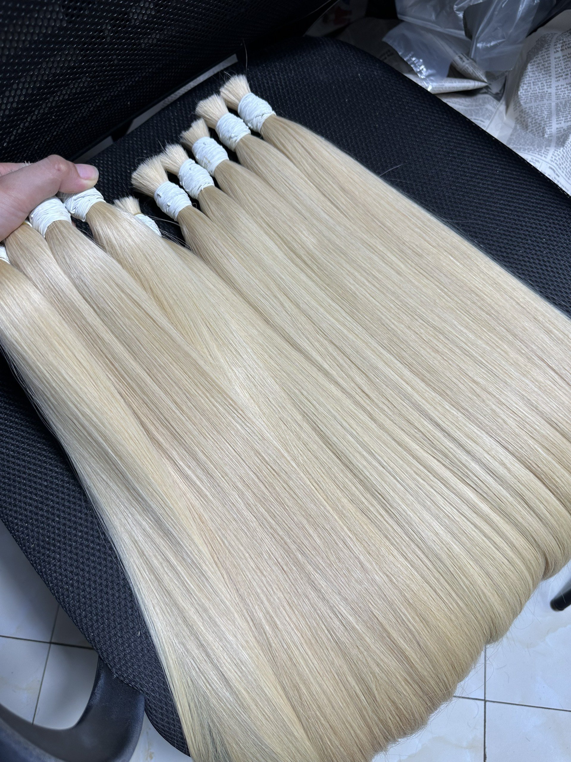 Product High Quality Bone Straight Blonde Bulk Hair 100% Remy Human Hair Extensions