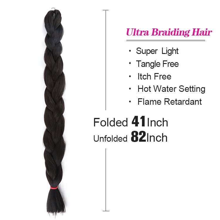 Julianna 41Inch 82 Inch 165g Flame retardant Hot Water Setting Low Temperature Fiber Ultra Braid Synthetic Hair Extension