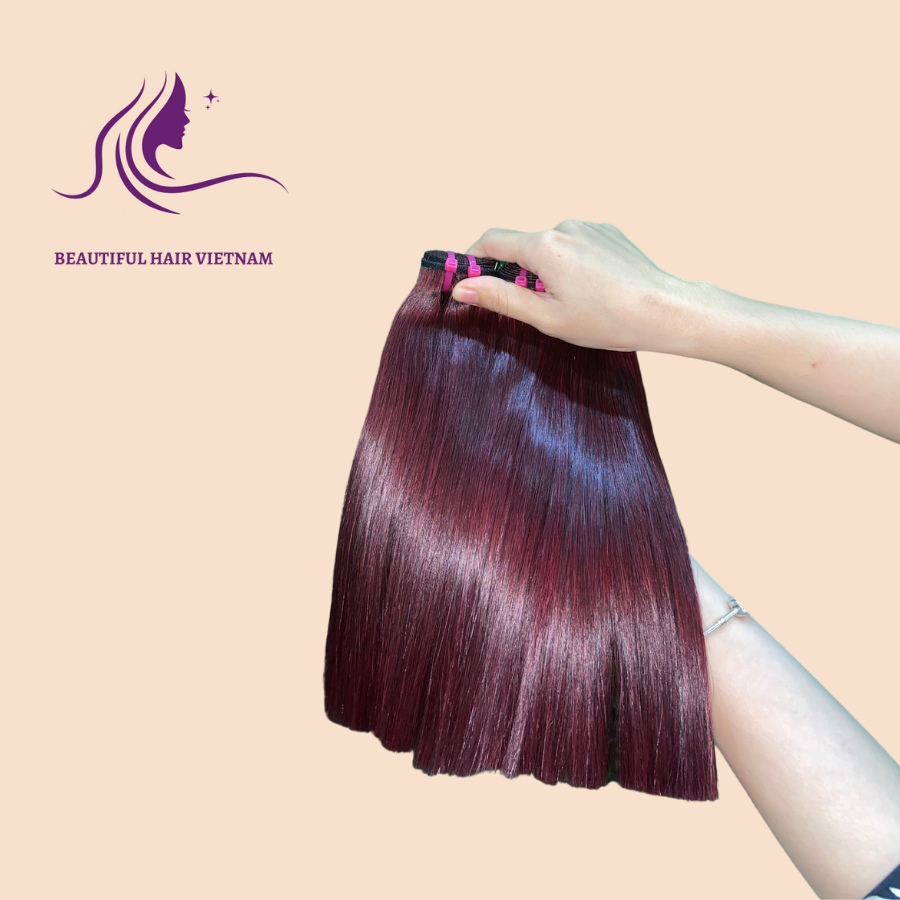 Wholesale Wine Color Long lasting trendy bone straight hair best hair human colour hair extension from Viet Nam