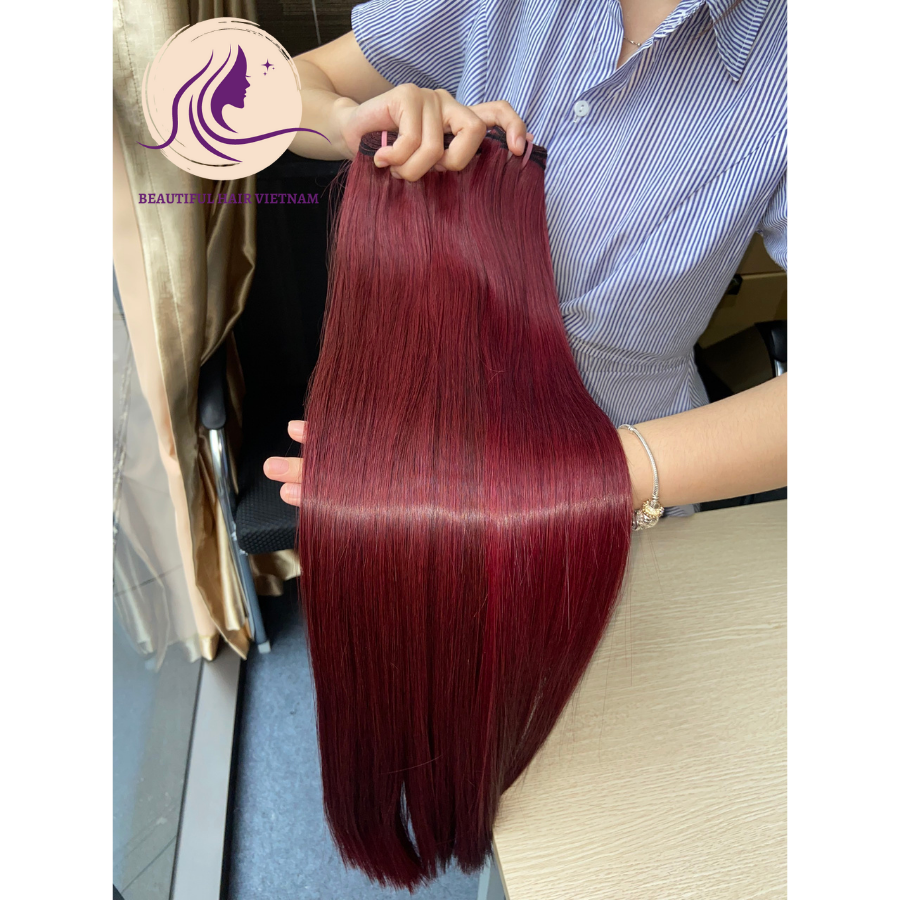 Wholesale Wine Color Long lasting trendy bone straight hair best hair human colour hair extension from Viet Nam